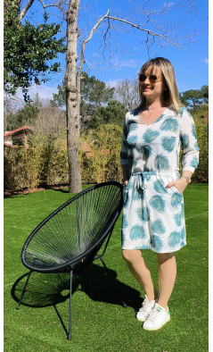 Robe courte feuilles